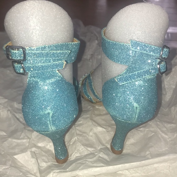 Diamanté Glitter GlacierAquaMarineTurquoise Disco Dance Dream Heels - Picture 6 of 10